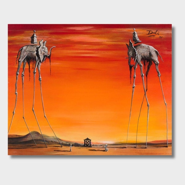 Salvador Dali,Dali Print Elephants on Canvas,Salvador Dali Painting,Salvador Dali Wall Art,Ready To Hang,Surrealist Art Canvas,Home Decor 18