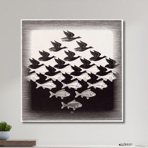 Maurits Cornelis Escher Sky And Water Canvas Print,Cornelis Escher Poster,Escher Print,Surrealist Poster Canvas,Office Decor Wall art 5