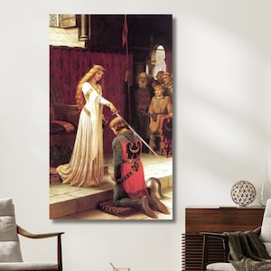 The Accolade Print by Edmund Blair Leighton, Edmund Blair Leighton Painting canvas wall art, Edmund Blair Leighton  Art Wall Decor 2