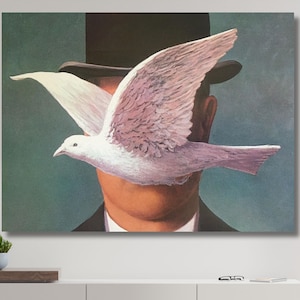 René Magritte Print Man in a Bowler Hat on Canvas, Rene Magritte  Surrealist,René Magritte Reproduction Print Wall Art,Modern Wall  Art 9