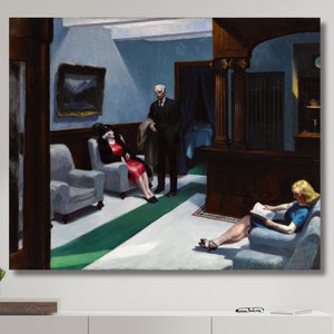 Edward Hopper Print Hotellobby auf Leinwand,Edward Hopper Kunstwerke,Edward Hopper Hotellobby Gemälde,Hopper Art,Dekoration 14