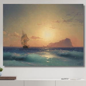 Ivan Konstantinovich Aivazovsky  Sunset over Ischia (1873)Canvas Wall Art,Ivan Konstantinovich Aivazovsky Artworks,Vintage art,Fine art 3