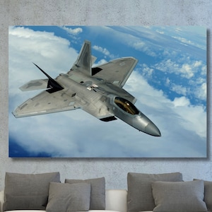 F-22 Raptor Military Fighter Print on Canvas,Fighter Jets Wall Art, F-22 Raptor Canvas,Aircraft Wall Print,Fighter Jets Canvas 2