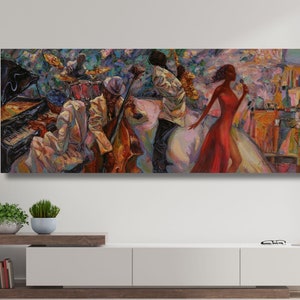 Abstract Jazz Canvas Wall Art, African American Art, Jazz Art, Music Wall Art, Musical Wall Art, Jazz Club, Jazz Singer, Musician,Saxophone