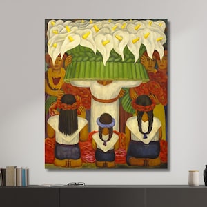 Diego Rivera Print Flower Festival, Feast of Santa Anita Art,Diego Rivera Canvas Wall Art,Rivera Artwork,Home Decor,Office Decor 5