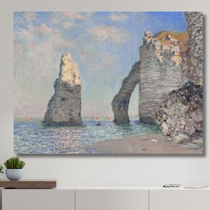 Claude Monet Etretat Cliffs Print,Impressionist Landscape Painting,Coastal Print Canvas,Summer Beach Print,Monet Canvas Wall art 9