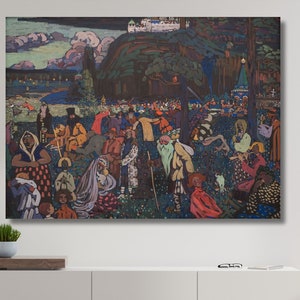 Wassily Kandinsky Druck Buntes Leben auf Leinwand,Wassily Kandinsky Malerei,Moderne Leinwand Wandkunst, Abstrakte Kunstwerke, Moderne Wandkunst 8