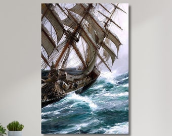 Wind in the Rigging by Montague Dawson,Montague Dawson Print Ship Wall Art Canvas,Montague Dawson Poster Print,Wall Decor,Office Decor 3