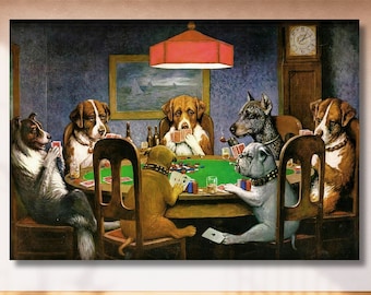 Dogs are Playing Poker Printed,Cassius Marcellus Coolidge A Bold Bluff Dogs Art,Poker Wall Art, Animal Wall Art,Playing Room Wall Art