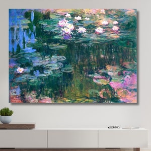 Water Lilies (1917) Claude Monet Print on Canvas,Claude Monet Painting Poster ,Claude Monet Reproduction Canvas Wall Art,Modern wall art