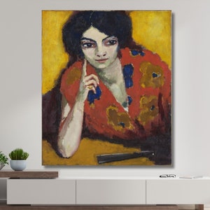 Kees van Dongen Painting A Finger on her Cheek on Canvas,Kees van Dongen Wall Art Canvas,Kees van Dongen Artworks,Modern Wall Art