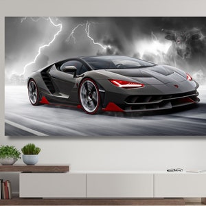 Lamborghini Print on Canvas, Lamborghini Poster Canvas, Extra Large Lamborghini Poster,Sport Lamborghini Painting, Black Lamborghini Print 2