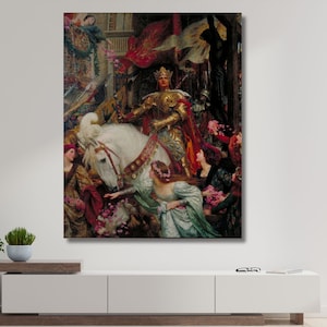 Frank Dicksee Poster Print, The Two Crowns Canvas wall art Museum Poster, Frank Dicksee Painting on Canvas,Frank Dicksee Couple Love Art 2