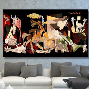 Pablo Picasso Stampa Guernica su tela, Pablo Picasso Guernica Dipinto, Guernica Wall Art, Riproduzione Picasso, Pronta da appendere, Picasso Art 10