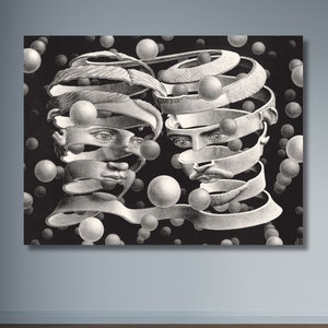 Maurits Cornelis Escher Print Bond Of Union on Canvas,M.C. Escher Print,MC Escher Poster, MC Escher Wall Art, Abstract Art ,Office Decor 2