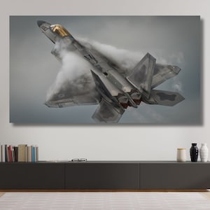 F-22 Raptor Military Fighter Print on Canvas,Fighter Jets Wall Art, F-22 Raptor Canvas,Aircraft Wall Art,F22 Figther Wall Art,Gift for pilot
