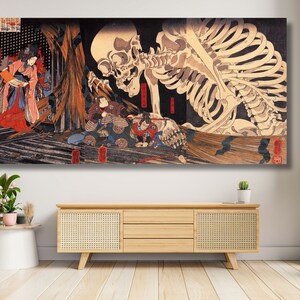 Utagawa Kuniyoshi Princess Takiyasha summons a skeleton to frighten Mitsukuni 1844,Giclee Canvas Wall Art,Japanese Vintage Art,Wall  Decor