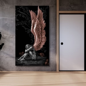Angel Wings Woman Canvas Wall Art , Winged Woman Canvas Print , Angel canvas painting ,Surreal Woman Wall Art, Modern Home Decor Art canvas