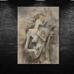Pablo Picasso Print Girl With a Mandolin on Canvas,Picasso Canvas Art,Picasso Reproduction Poster,Abstract Painting,Surrealism Art4