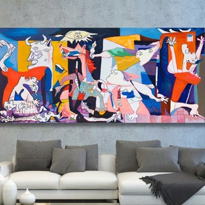 Stampa di Pablo Picasso Guernica su tela, dipinto di Pablo Picasso Guernica, arte murale di Guernica, riproduzione di Picasso, tela da parete 11