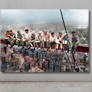 Lunch Atop A Skyscraper Poster, Famous Photo Print From 1932, Lunch On A Beam,New York Construction Workers, New York print,Nostalgia Print