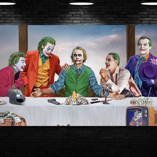 Laatste Avondmaal Alle Joker Canvas Wall Art, Laatste Avondmaal Joker Poster Wall Art, Joker Comic Wall Decor, Oversize Canvas, Home Decor, Wall Decor