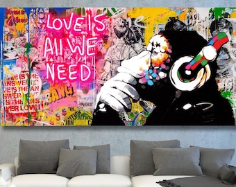 Banksy Gorilla In A Pink Mask Wall Art | Large Street Art Canvas Print | Canvas Art Bay - Foto 6