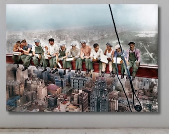 Lunch Atop A Skyscraper Poster, Berühmter Fotodruck aus dem Jahr 1932, New Yorker Bauarbeiter, New Yorker Bauarbeiter, Nostalgiedruck