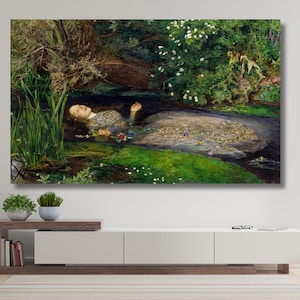 Ophelia Painting,John Everett Millais Ophelia, Ophelia Print on Canvas, Extra Large Canvas Wall Art, Fine art print Wall Decor, Vintage Art