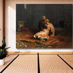 Ilya Repin Wall Art,Ivan the Terrible and His Son Poster,Ilya Repin Ivan the Terrible Art ,Ready To Hang Canvas,Home Decor,Wall Art
