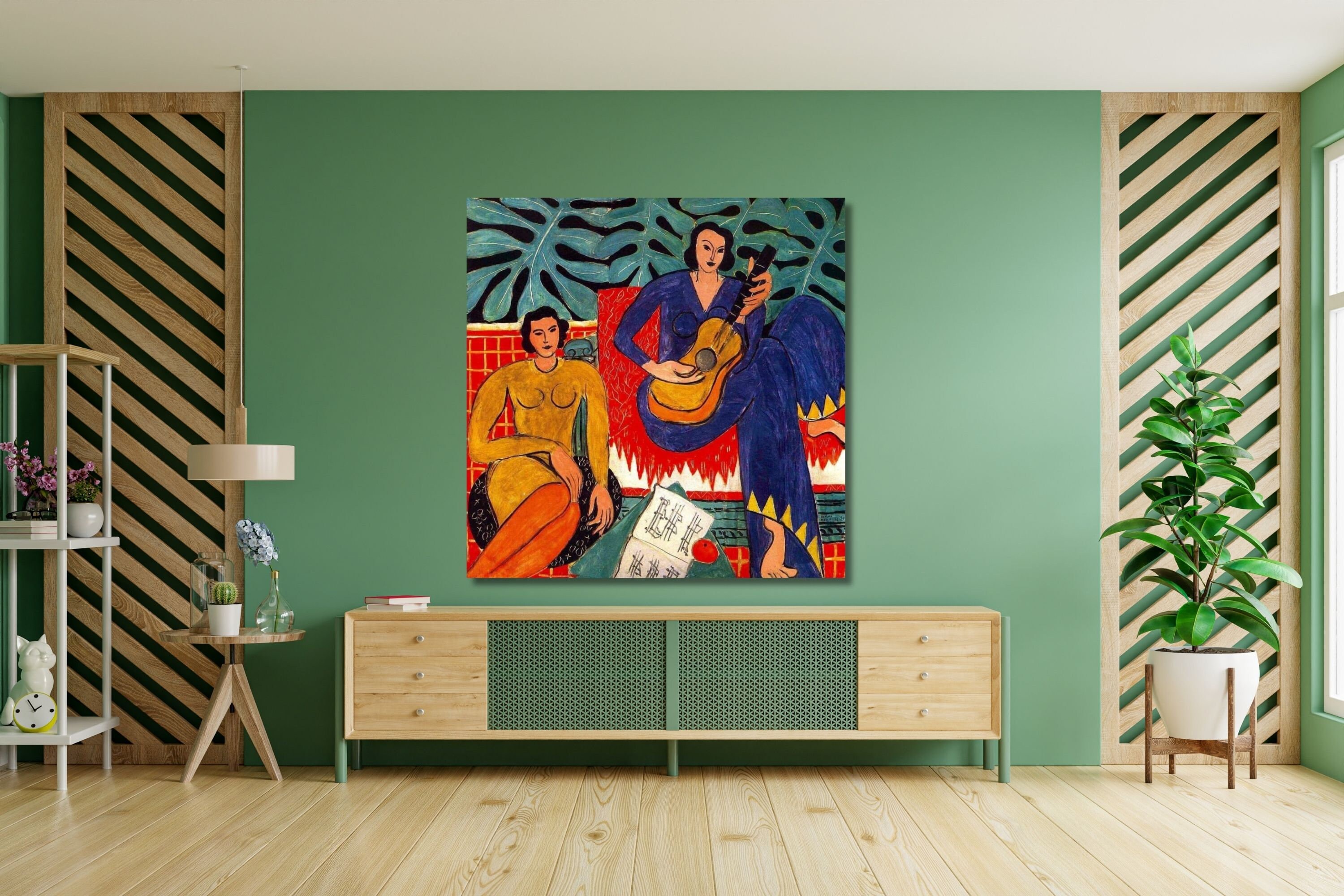 アンリ・マティス「ギターを弾く女性」キャンバスプリント（1939年）壁
