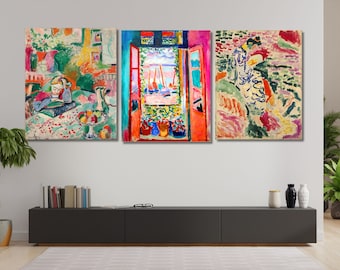 Set Of 3 Matisse  Print,Henri Matisse Wall Art Canvas,Vintage Wall Art,Flowers on Window,Matisse Colorful Wall Art,Giclee Wall art 6