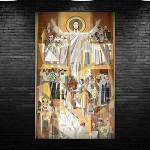Touchdown Jesus Poster Print Art, Touchdown Jesus Canvas Wall Art, Notre Dame College Football,Man Cave, Fighting Irish Bar, Dorm Room Gift
