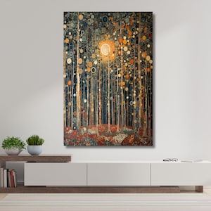 William Morris Inspired Rustic Autumn Decor, Autumn Forest Canvas Wall Art, Vintage Botanical Art, Elegant Seasonal Canvas Print,Home decor2