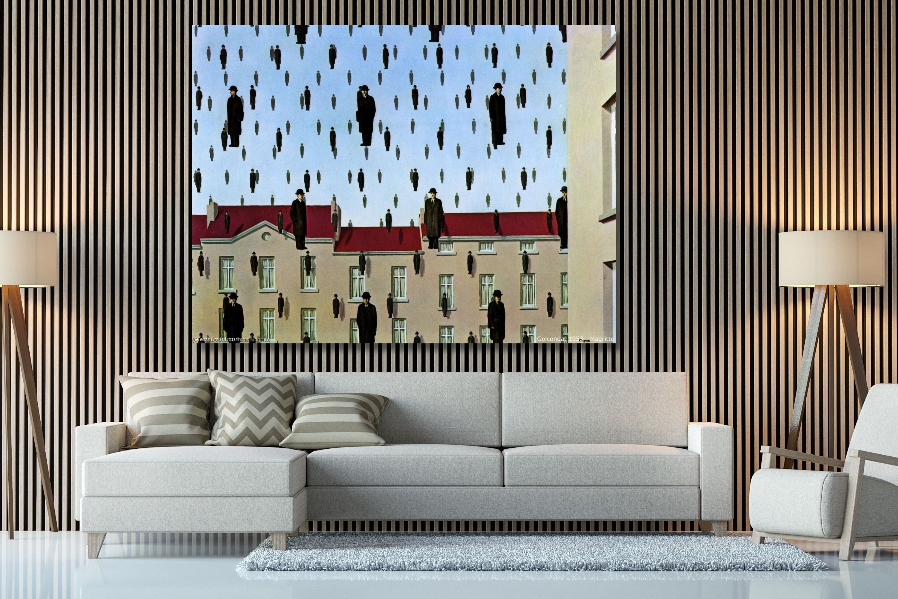 ルネ・マグリット ゴルコンダ プリント、ルネ・マグリット ゴルコンダ