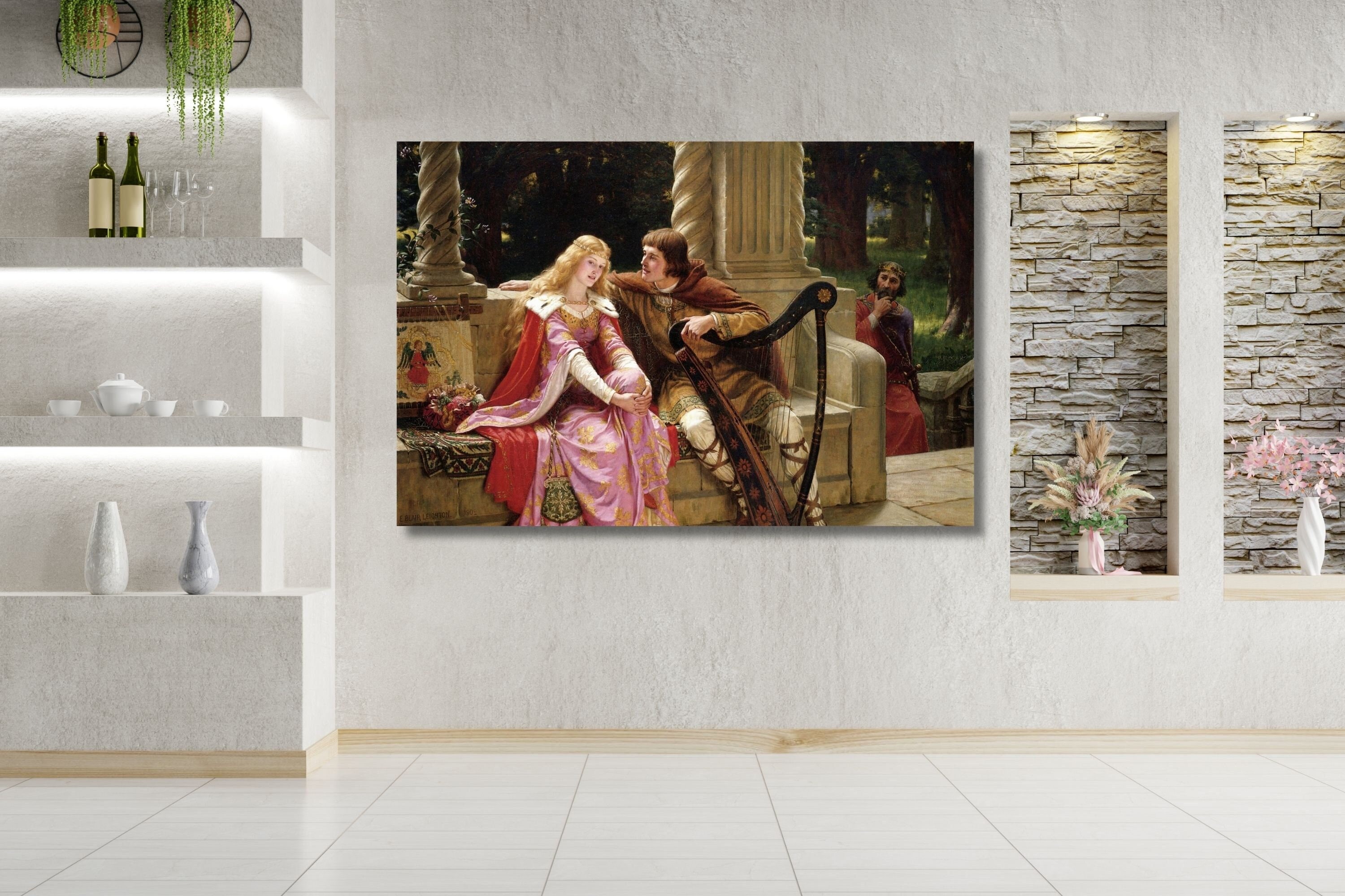 Edmund Blair Leighton Print Tristan - Isolde on canvas,The End of The Song (1902),Edmund Leighton Poster Print, Vintage Art,Gift for lover 1