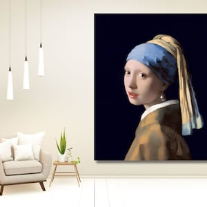 Johannes Vermeer Girl with a Pearl Earring Print on Canvas,Johannes Vermeer Museum Reproduction,Johannes Vermeer Poster Print,
