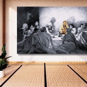 Jesus and Disciples Christan Canvas,Last Supper Canvas,Jesus Last Supper Wall Art, Dinning Room Decor,Religion wall art,Gift for Christmas