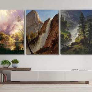 Set of 3 Albert Bierstadt Reproduction Canvas Gallery Among the Sierra Nevada, Albert Bierstadt Print on Canvas,Albert Bierstadt Wall Art