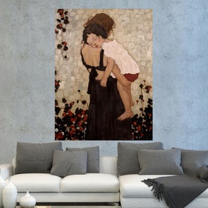Gustav Klimt,Gustav Klimt Print mother and child on Canvas ,Famous Abstract Art,Gustav Klimt Painting Gallery,,Kids room decor 9