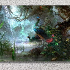Peacock Print on Canvas Wall Art,Peacock Painting,Animals Wall Art,Animals Home Decor,Living Room Decor,Peacock Wall Decor,Office Wall Art