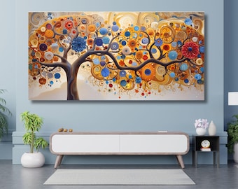 Gustav Klimt Style Tree of Life Print on Canvas,Abstract colorful art 18