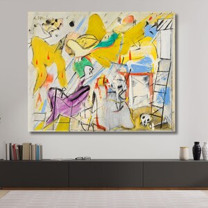 Willem de Kooning schilderij, Willem de Kooning muurkunst decor, reproductie print, kantoorinrichting, abstracte kunstwerken, ingelijste muurkunst canvas 1