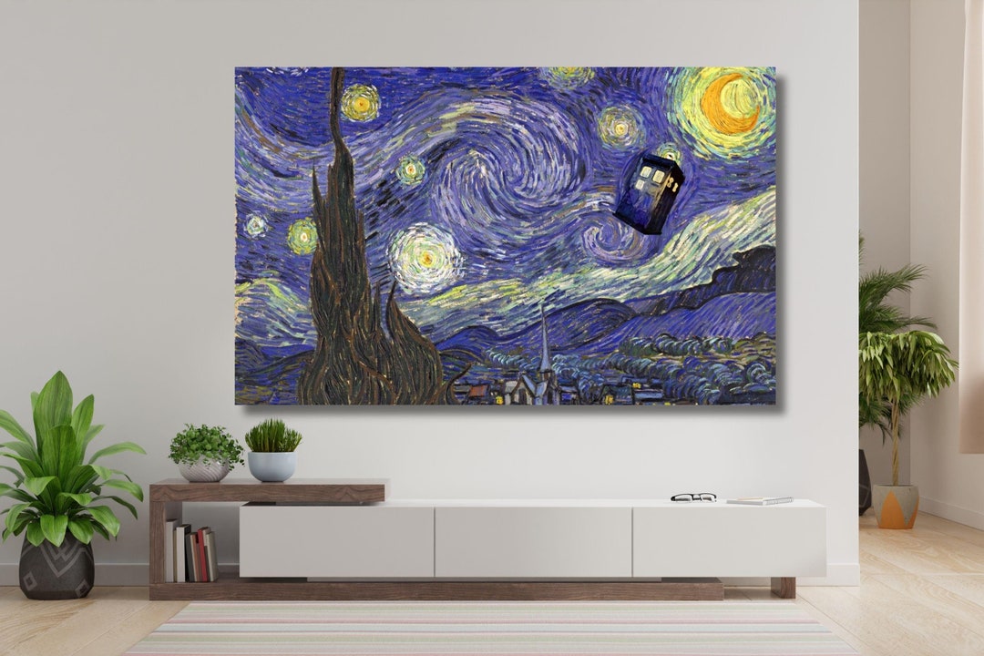Van Gogh Starry Night Inspired Doctor Who Tardis Canvas Wall Art - Etsy ...