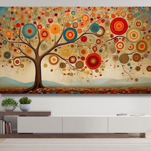 Gustav Klimt  Style Tree of Life   Print on Canvas,Gustav Klimt Wall Art,Abstract Tree Poster,Tree of Life Colorful print Livingroom decor 2