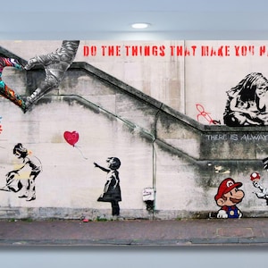 Banksy Motivation Graffiti,Banksy Little Girl Print,Banksy little boy Print,Banksy Street  Wall Art,Huge wall art,Graffiti  wall art 24