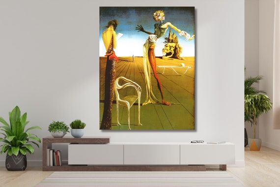 Stampa Su Tela Salvador Dalì - Il Mondo In Un Bicchiere Di Vino | Poster Artistico Per Arredo Soggiorno E Camera Da Letto | 30x45 Cm