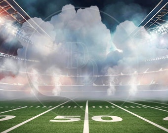 Football Field Background with smoke and lights, Football Backdrop, Football Stadium Background Image - High Quality Digital Download