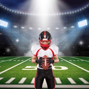 Fußballplatz Hintergrund mit Rauch und Scheinwerfern, Fußball Stadion Hintergrund als Hintergrundbild - Hochwertiger digitaler Download