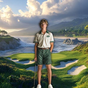 Digitale golfbaanachtergrond voor schoolfoto's, Photoshop, Canva - Digitale download
